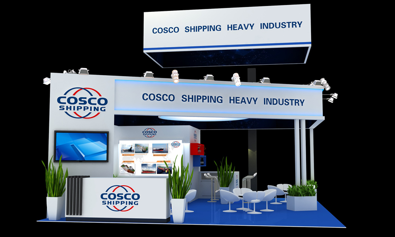 COSCO SHIPPING展臺(tái)設(shè)計(jì)-19年挪威海事展展臺(tái)設(shè)計(jì)案例-依木展覽 - 歐洲展臺(tái)展廳設(shè)計(jì)搭建 - 上海依木展覽服務(wù)有限公司